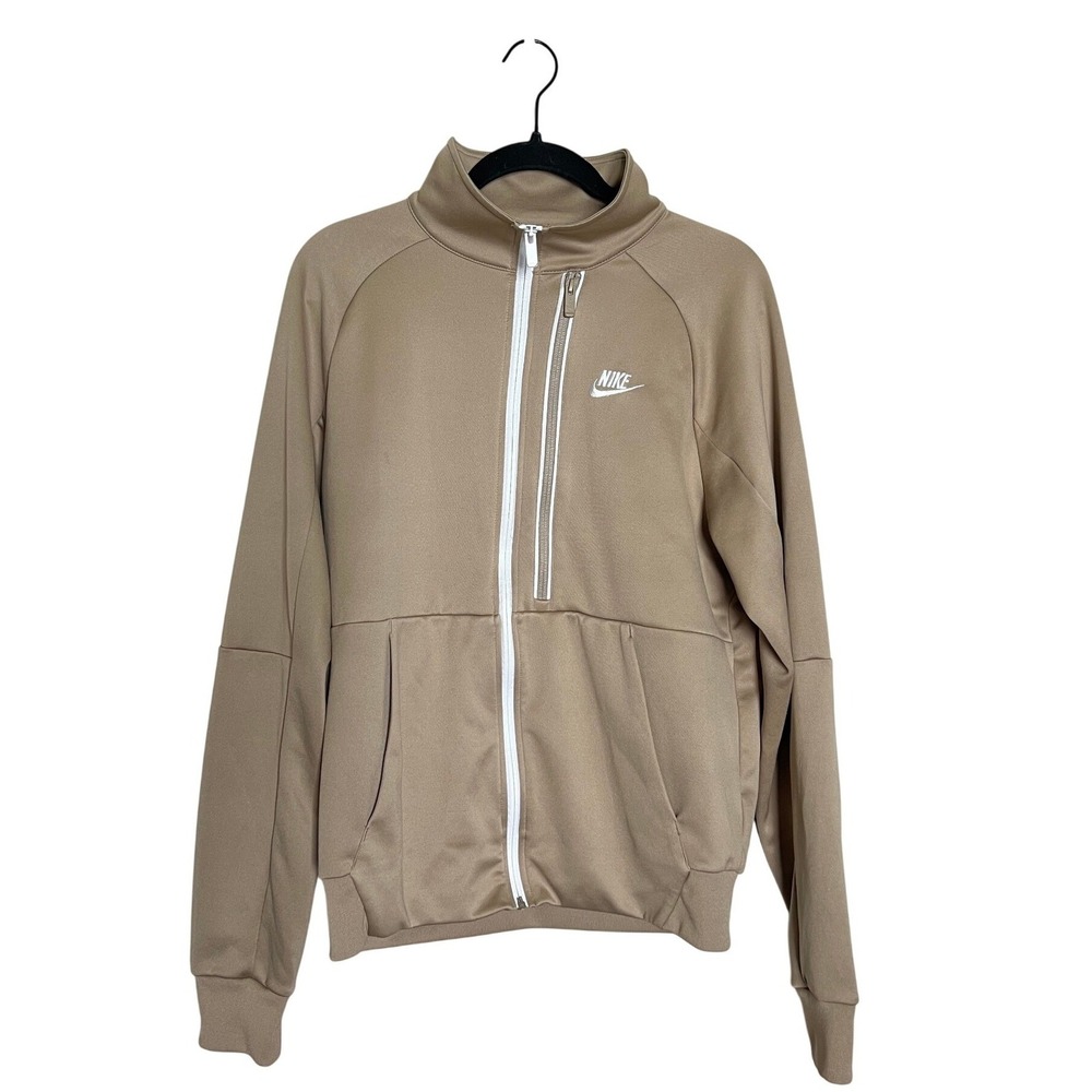 Nike Mens Full Zip Track Jacket Khaki Tan Mock Neck Sportswear‎ Sport Casual XL